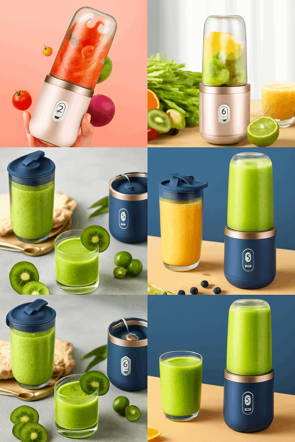 6 Blade USB Portable Juicer Blender with Shaker Bottle