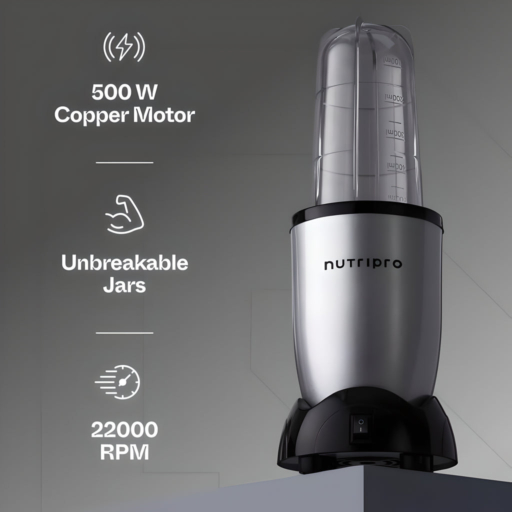 NutriPro Juicer Mixer Grinder - Smoothie Maker - 500 Watts (3 Jars & 2 Blade) - 2 Year Warranty