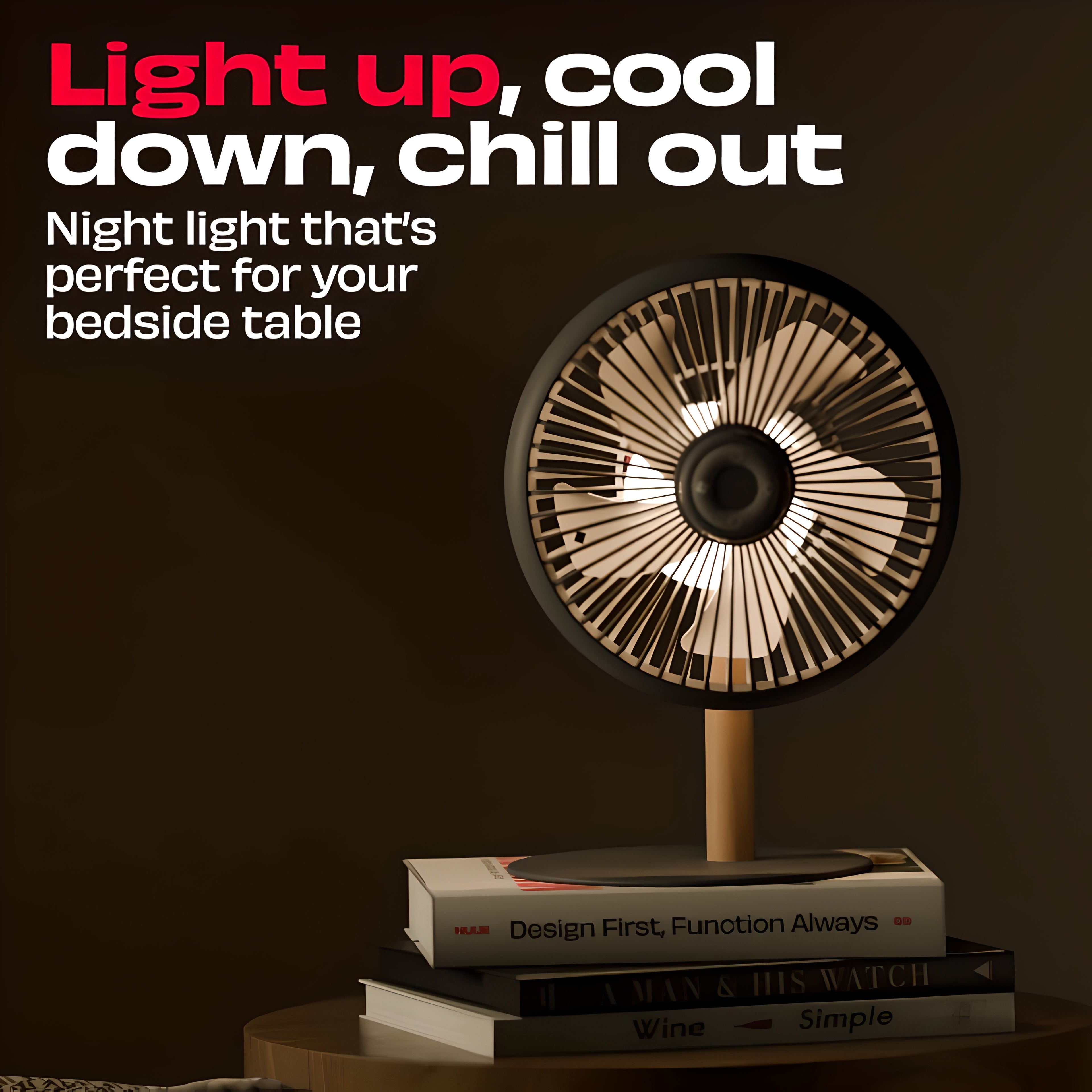NUUK LIT v2 Cordless & Rechargeable 7 Inch Table Fan with Night Light & Remote Control | Auto Oscillation with 4 Wind Modes | BLDC Fan with Up To 17 Hour Run Time | Portable Table Fan for Home, Office