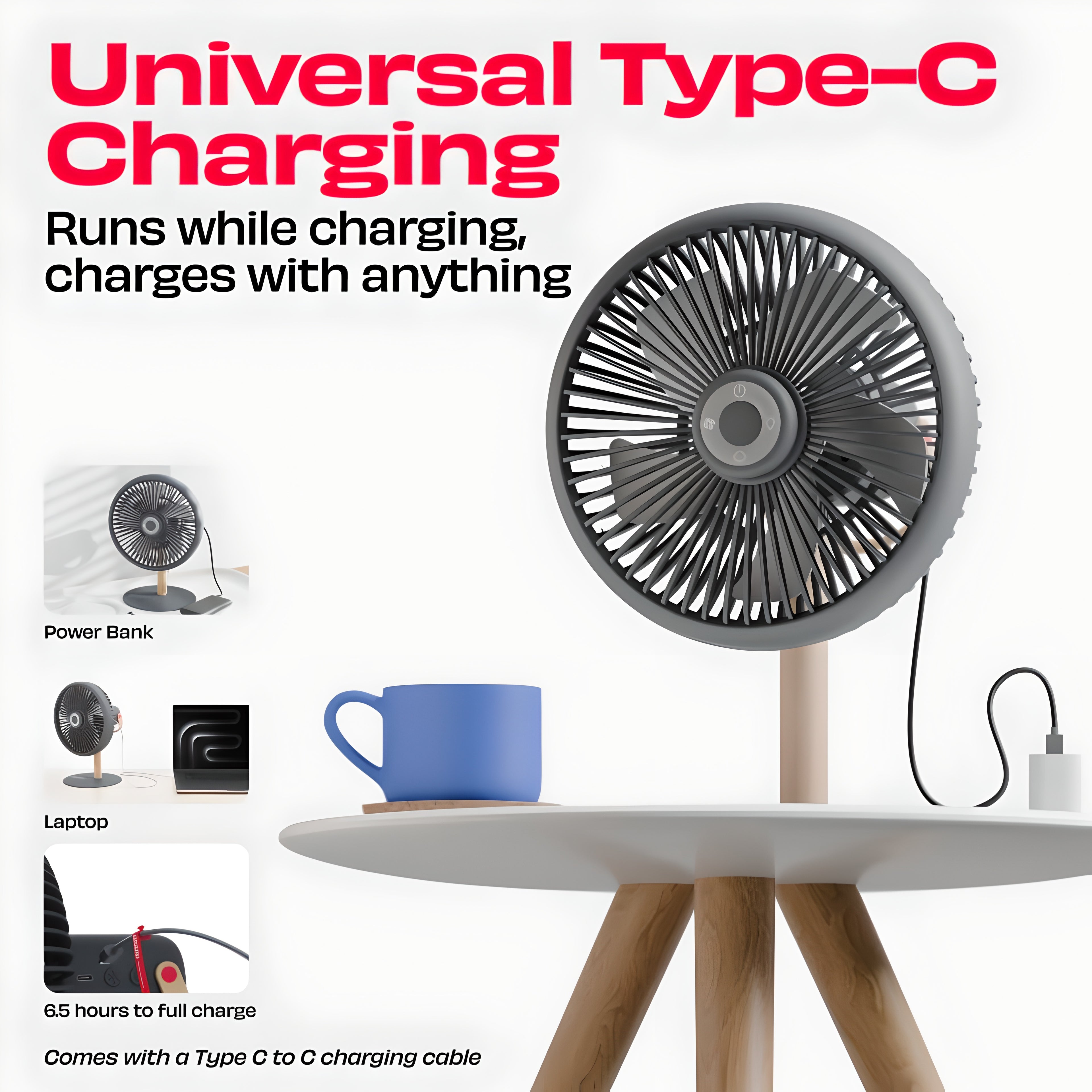 NUUK LIT v2 Cordless & Rechargeable 7 Inch Table Fan with Night Light & Remote Control | Auto Oscillation with 4 Wind Modes | BLDC Fan with Up To 17 Hour Run Time | Portable Table Fan for Home, Office