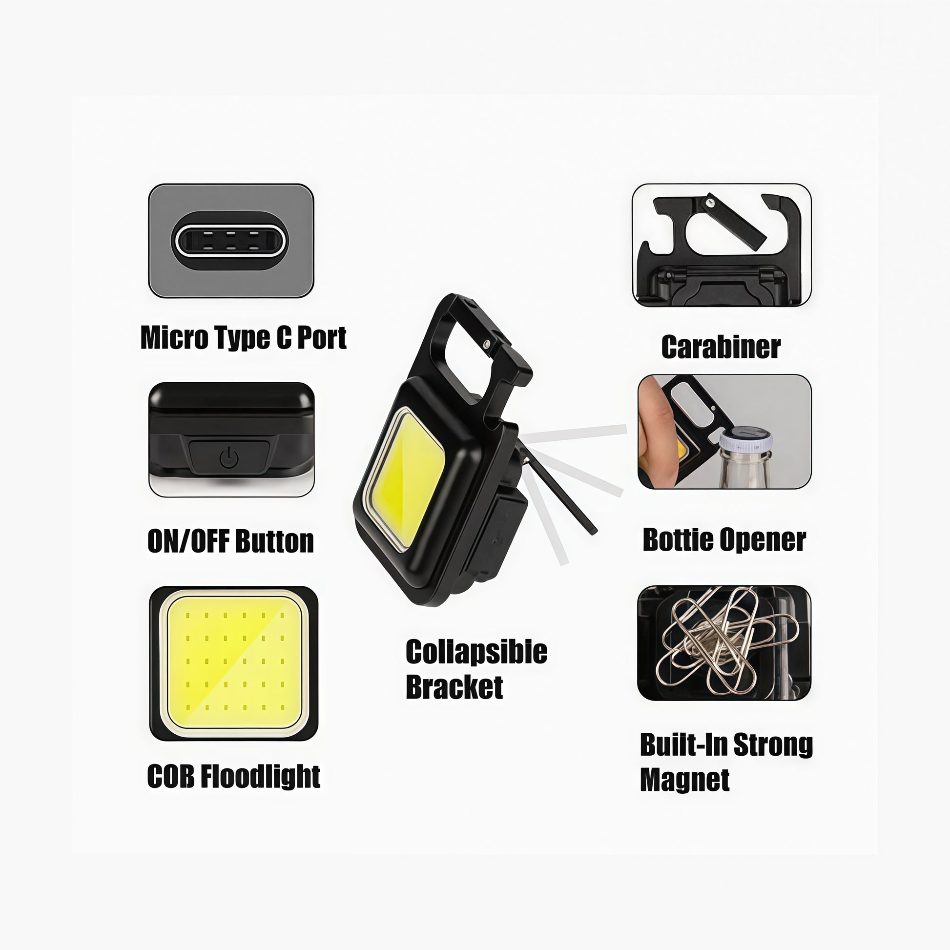 Rechargeable Keychain Mini Flashlight with 4 Light Modes