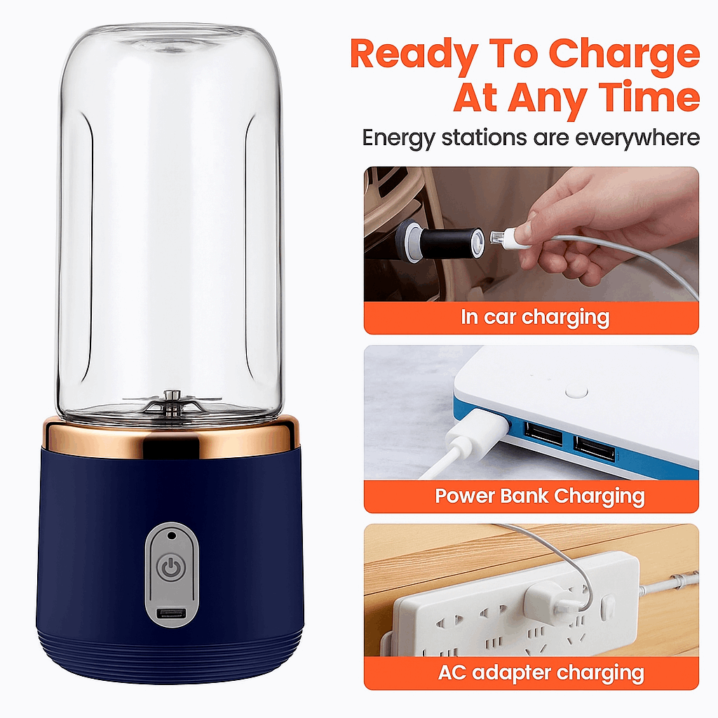 6 Blade USB Portable Juicer Blender with Shaker Bottle