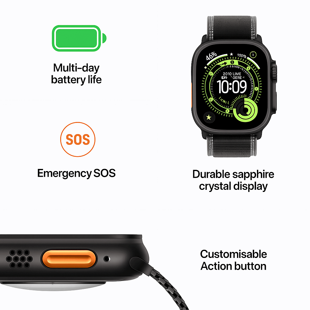 Watch Ultra 3 – Rugged Titanium Smartwatch with GPS & Ocean Band With One Year Warranty
