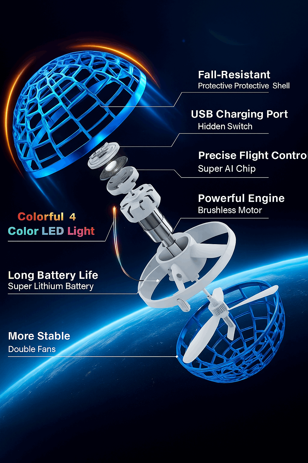 Flying Spinner Ball - Flying Boomerang Mini Pro Spinner Ball