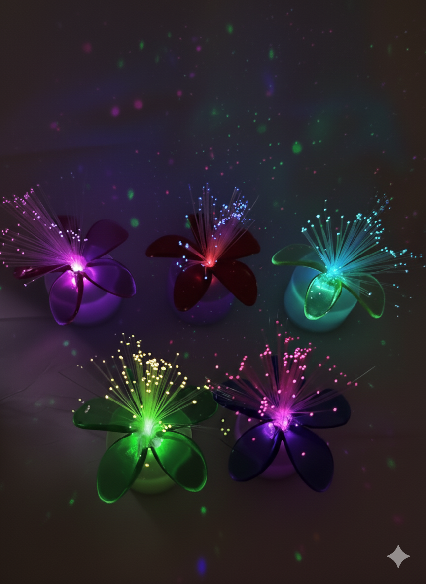 LED Fiber Optic Flower Candle Lamp – Color Changing Decorative Night Light (12 PCS)