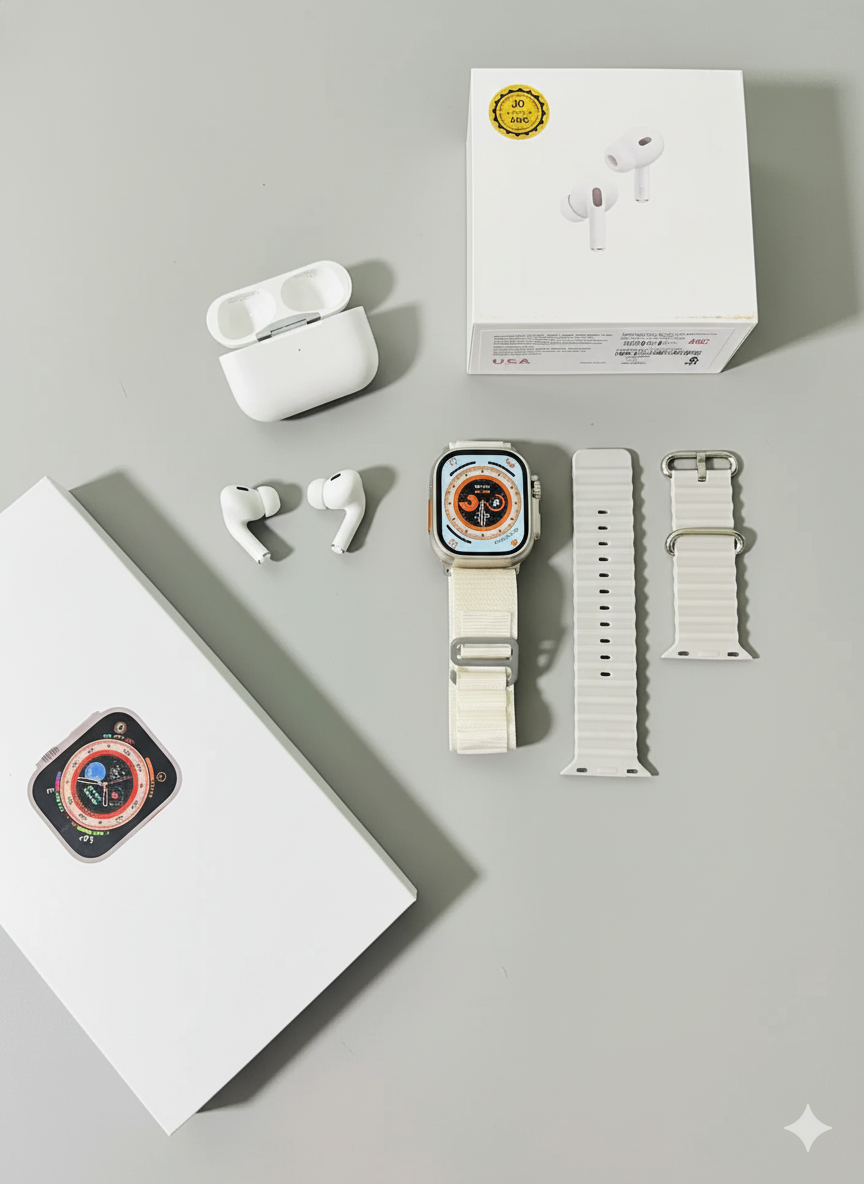 Watch Ultra 3 + AirPods Pro (2nd Gen) Combo | Premium Smartwatch & Wireless Earbuds with Active Noise Cancellation, GPS, Fitness Tracking & Long Battery Life