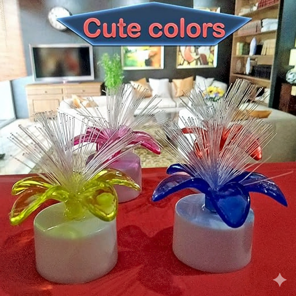 LED Fiber Optic Flower Candle Lamp – Color Changing Decorative Night Light (12 PCS)