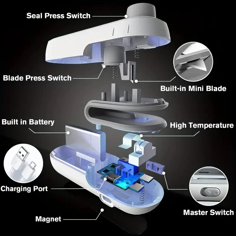 Mini Heat Bag Sealing Machine - Package Sealer, Bags, Plastic Food Sealer, Clip Bag Handheld Sealer, Food Packaging Heat Sealer