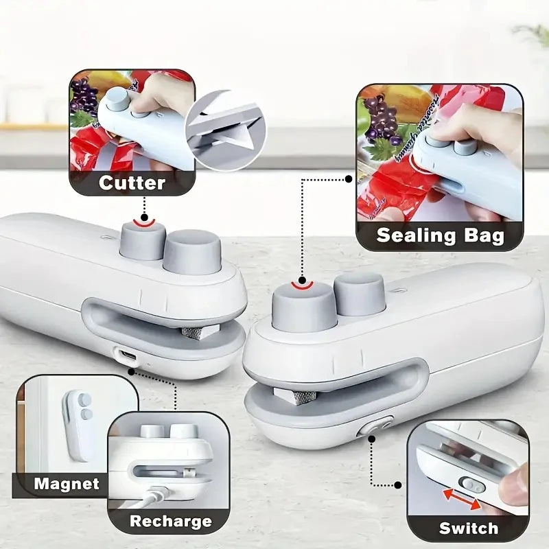 Mini Heat Bag Sealing Machine - Package Sealer, Bags, Plastic Food Sealer, Clip Bag Handheld Sealer, Food Packaging Heat Sealer